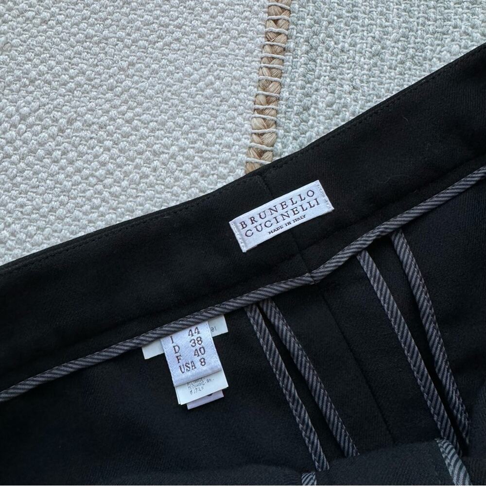 Brunello Cucinelli Black Virgin Wool Blend High Rise Pleated Trousers Women’s 8 - Picture 8 of 9